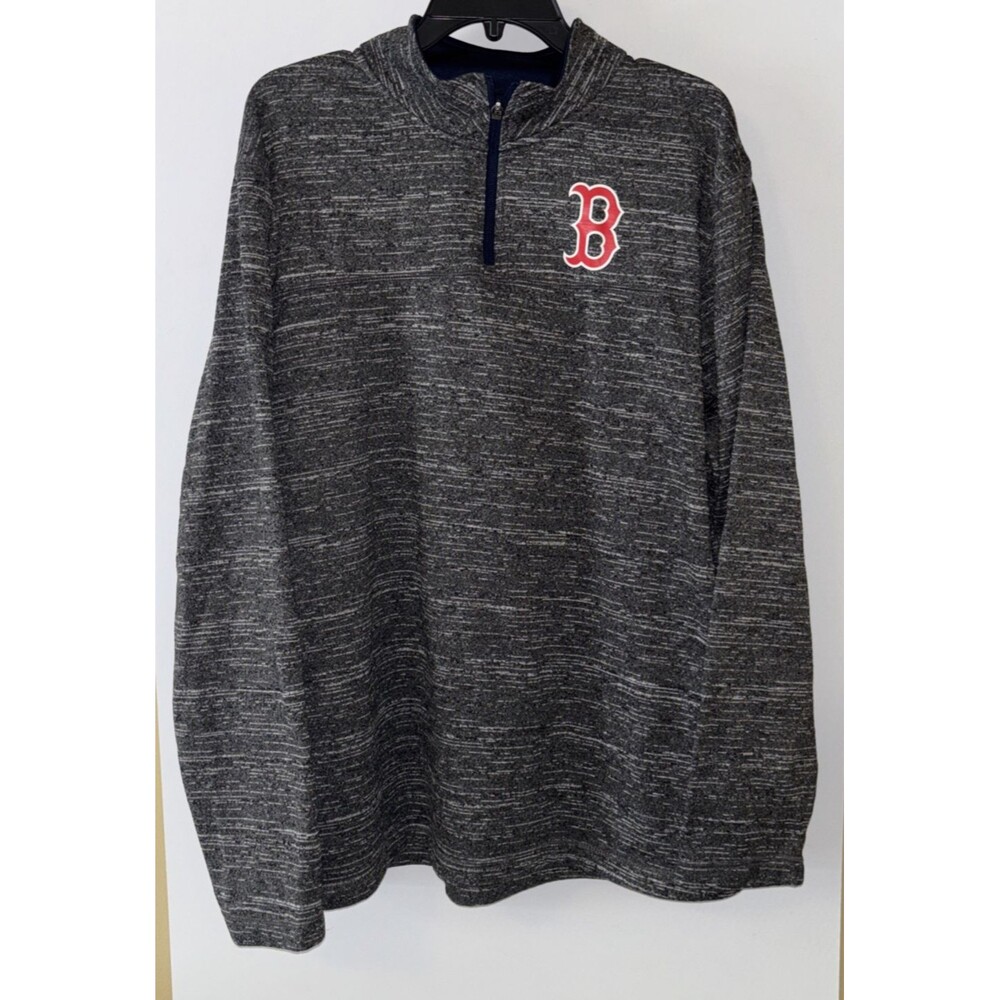 Majestic Boston Red Sox Quarter Zip Pullover Mens X Large Heather Gray Chest 50"